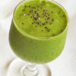 small glass of a green smoothie